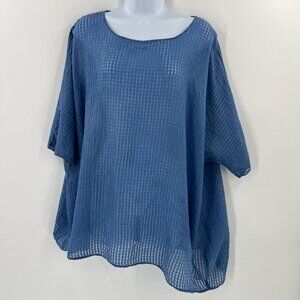 KL Playwear OS Wide Cut Lightweight Tunic Top Dusty Blue Cotton Boxy Minimalist